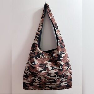 Handmade Brown Camouflage Camo Medium Size Tote Bag